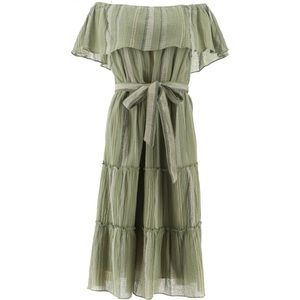 ISAAC MISRAHI:  linen striped convertible dress
